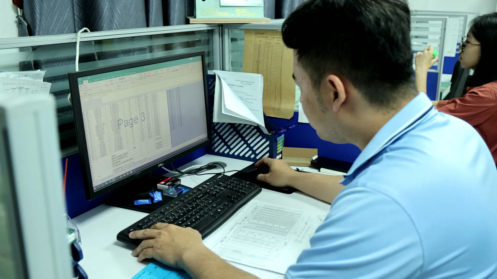 Order paperwork being logged