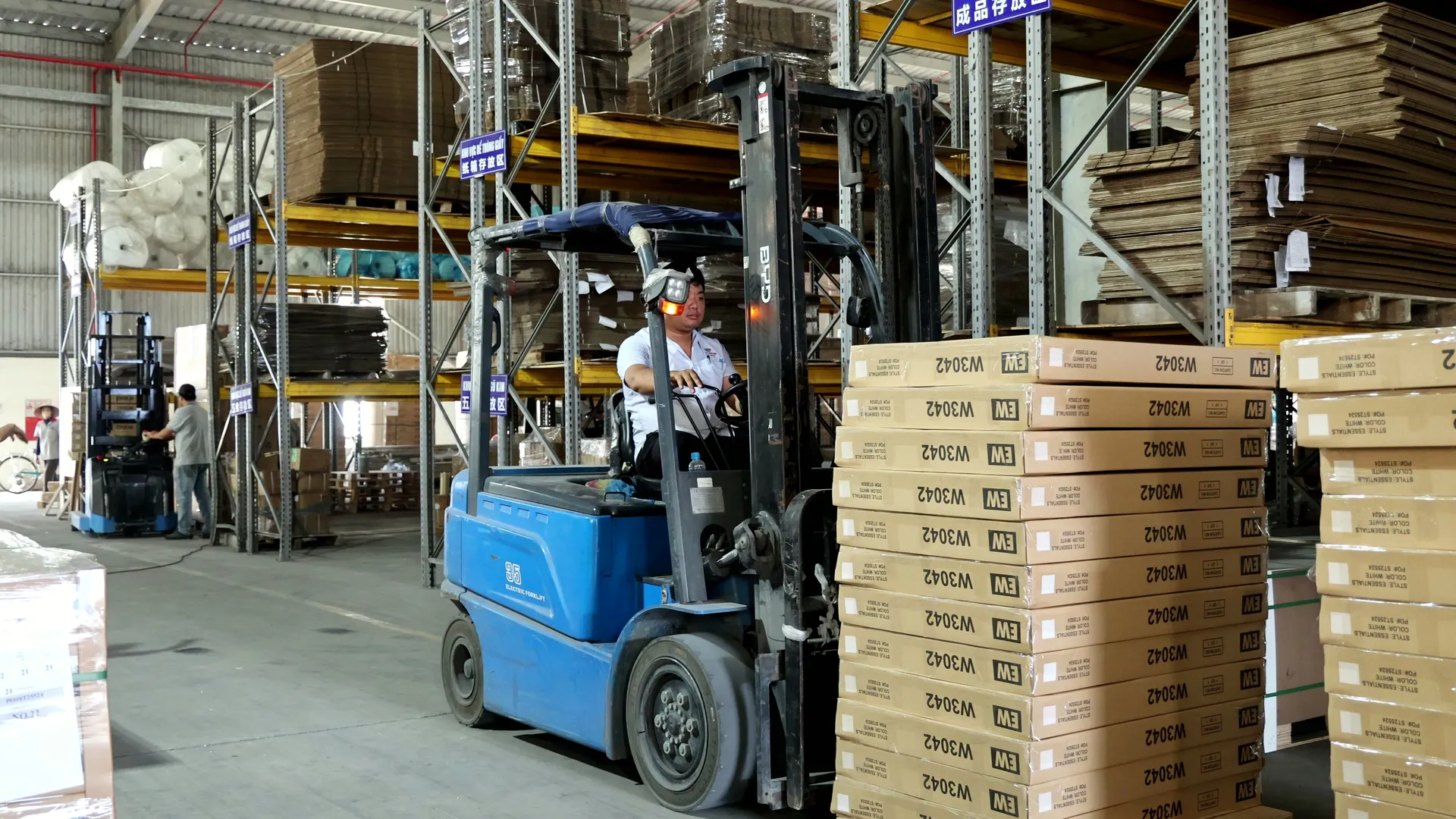 Packed goods staged in the warehouse
