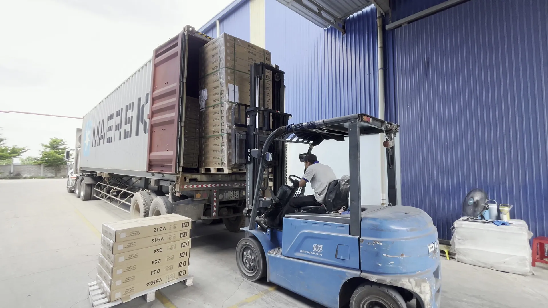 A container being loaded